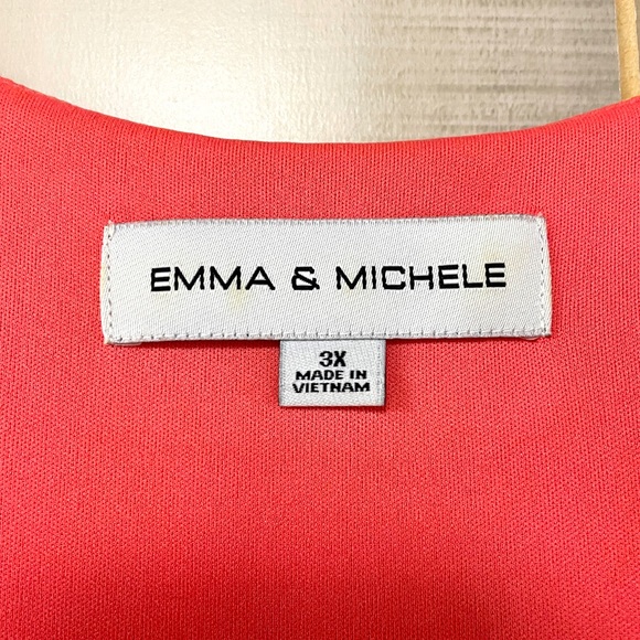 Emma & Michele Orange Yellow Teal Floral V Neck Ruffle Tie Back Dress Sz 3X - Picture 3 of 5